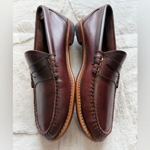 $195 Weejuns GH Bass Men's Cordovan Brown Leather Penny Loafers 9